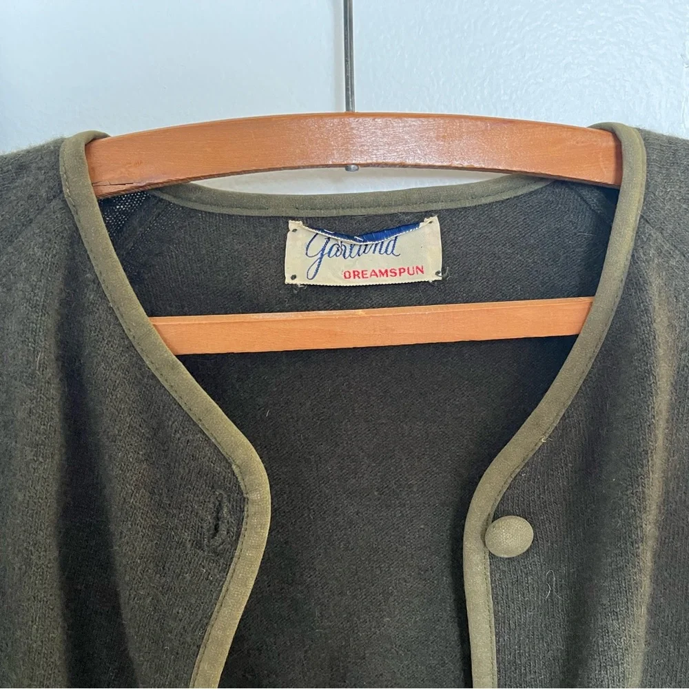 Cashmere sweater cardigan, vintage forest green - Picture 3 of 5